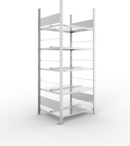 Meta Büroregal S3 COMPACT verzinkt silber, 5 verstellbare Böden, H x B x T: 185 x 75 x 60 cm, Fachlast 100 kg - Bild 1