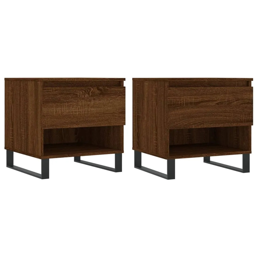 vidaXL Couchtisch Set 2 Stück in Braun Eichen-Optik, modernes Design aus Holzwerkstoff und Metall, B/T/H: 50 x 46 x 50 cm - Bild 2