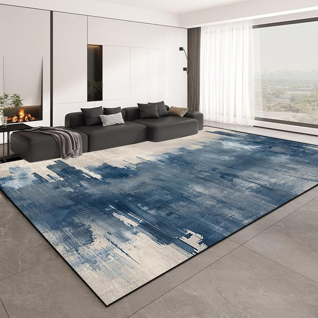 Karpetti Wohnzimmerteppich Nordisch Abstrakt in Blau, Rutschfester Teppich für Schlafzimmer und Lounge, B/T: 90 x 60 cm - Bild 1