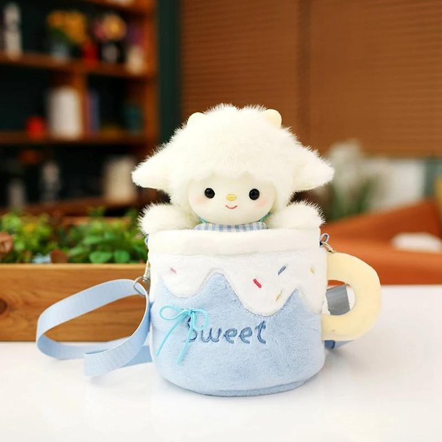 Süßer Mu Cheng Schafpuppe Plüschtier mit abnehmbarem Milchbecher 23cm - Bild 1