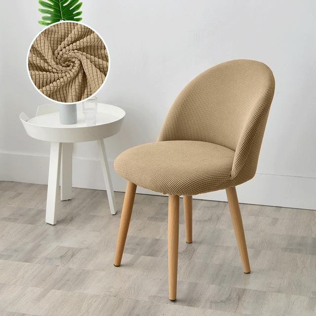 Lellen Entenschnabel-Stuhlbezug aus Polar-Fleece in Beige, elastischer Sesselbezug für Esszimmerstühle im skandinavischen Design, 2 Stück - Bild 1