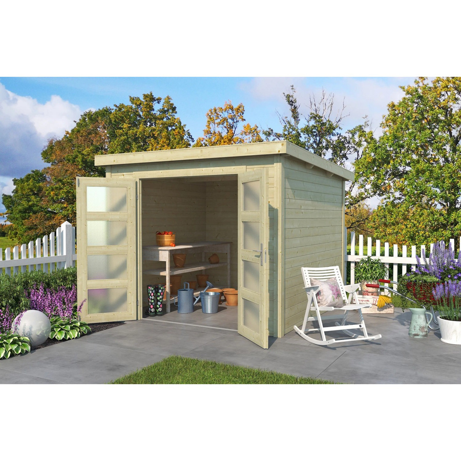 Lasita Gartenhaus Zambezi 5 aus Fichtenholz mit Flachdach in Beige, B/H/T: 270 x 210,9 x 324,8 cm - Bild 2