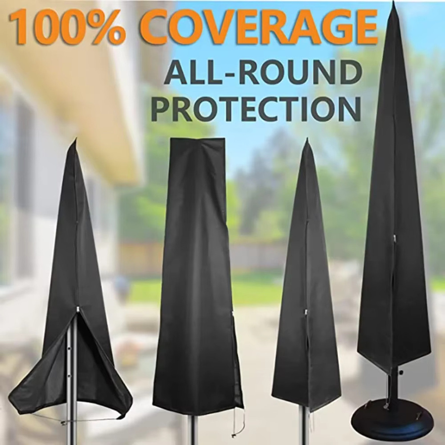Wasserdichter Regenschirm-Ersatzbezug aus Polyester in Schwarz für Garten und Terrasse, Durchmesser: 190 cm, Tiefe: 57 cm - Bild 5