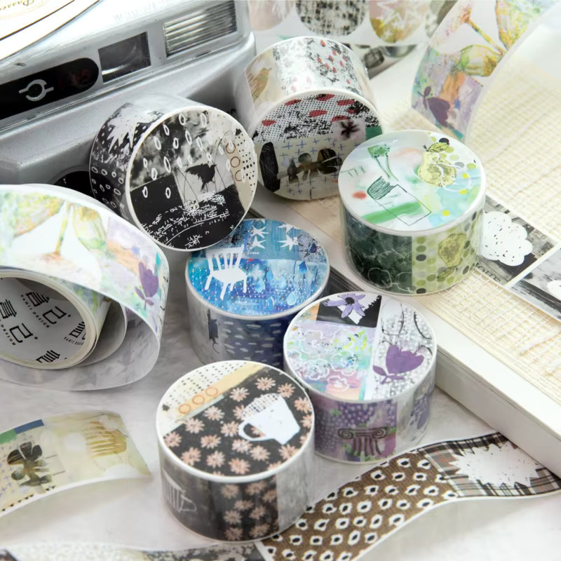 Vintage Patchwork Washi Tape in Multicolour für Collagen und Journaling, Breite: 2,5 cm, Länge: 200 cm - Bild 2