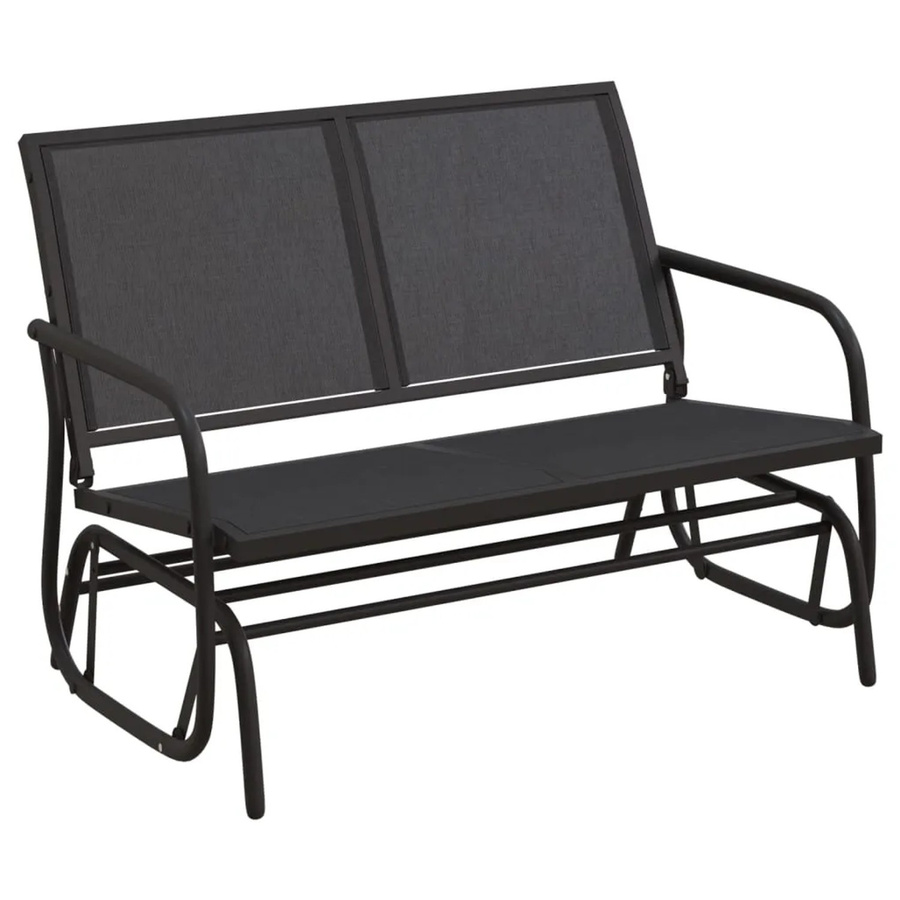 vidaXL Garten-Schaukelbank Schwarz aus Stahl und Textilene mit Armlehnen B/T/H: 120,5 x 76 x 86,5 cm - Bild 2