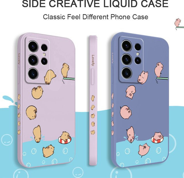 Wasserdichte Silikon-Handyhülle mit Tier-Motiv für Samsung Galaxy S25 S24 S23 S22 S21 S20 S10 S10E FE Ultra Plus Note 20 Ultra in Weiß - Bild 1