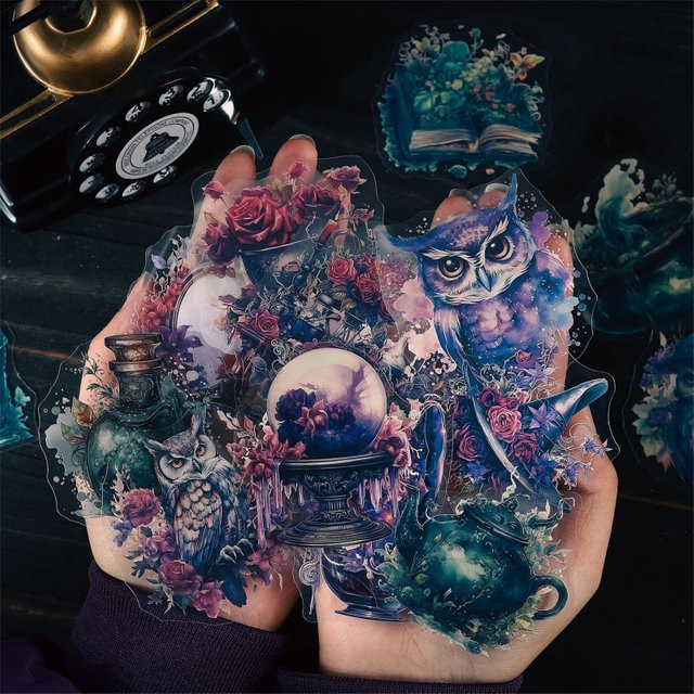 20 Blatt Gothic-Aufkleber mit geheimnisvollen Mustern in Schwarz und Multicolour für deine DIY-Bastelarbeiten und Journaling-Projekte - Bild 1