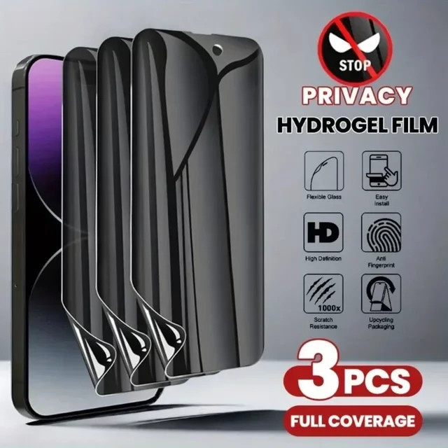 3er-Pack Anti-Spy Hydrogel-Displayschutzfolie für iPhone 16 15 14 13 12 11 Pro Max Mini X XR XS in Transparent - Bild 1