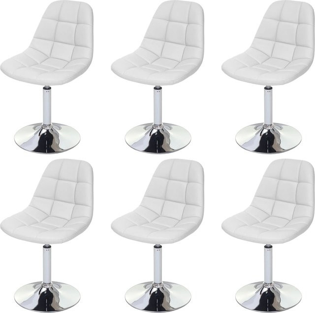 CHEFGASTRO Esszimmerstuhl 6er-Set in Weiß aus Kunstleder mit Chrom-Gestell, H: 84 cm, B: 47 cm, T: 50 cm, Sitzhöhe: 46 cm - Bild 1