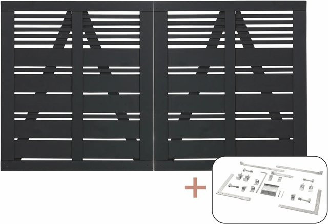 Plus Holz Doppeltor Silence aus Nadelholz in Schwarz, Breite: 200 cm, Höhe: 110 cm - Bild 1