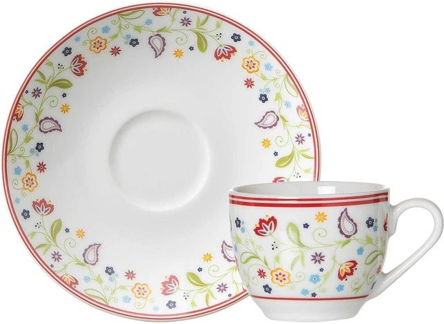 Ritzenhoff & Breker Espressotasse mit Untertasse Shanti aus Porzellan, floral, Mehrfarbig, 80 ml - Bild 1