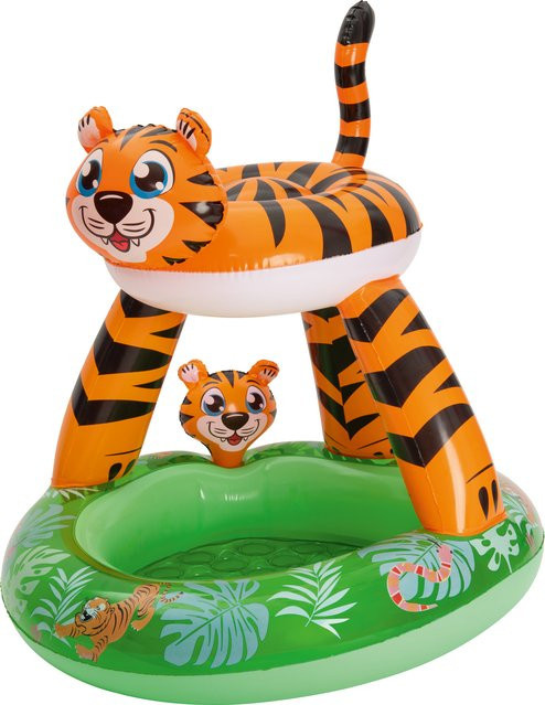 PLAYTIVE Kleinkinder Planschbecken mit Dach Tiger, bunt, aufblasbar, Durchmesser: 102 cm, Höhe: 18 cm - Bild 1