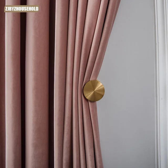 ZJBYZHOUSEHOLD Verdunkelungsvorhänge aus Samt in Rosa für Wohnzimmer, Esszimmer und Schlafzimmer im modernen skandinavischen Design - Bild 1