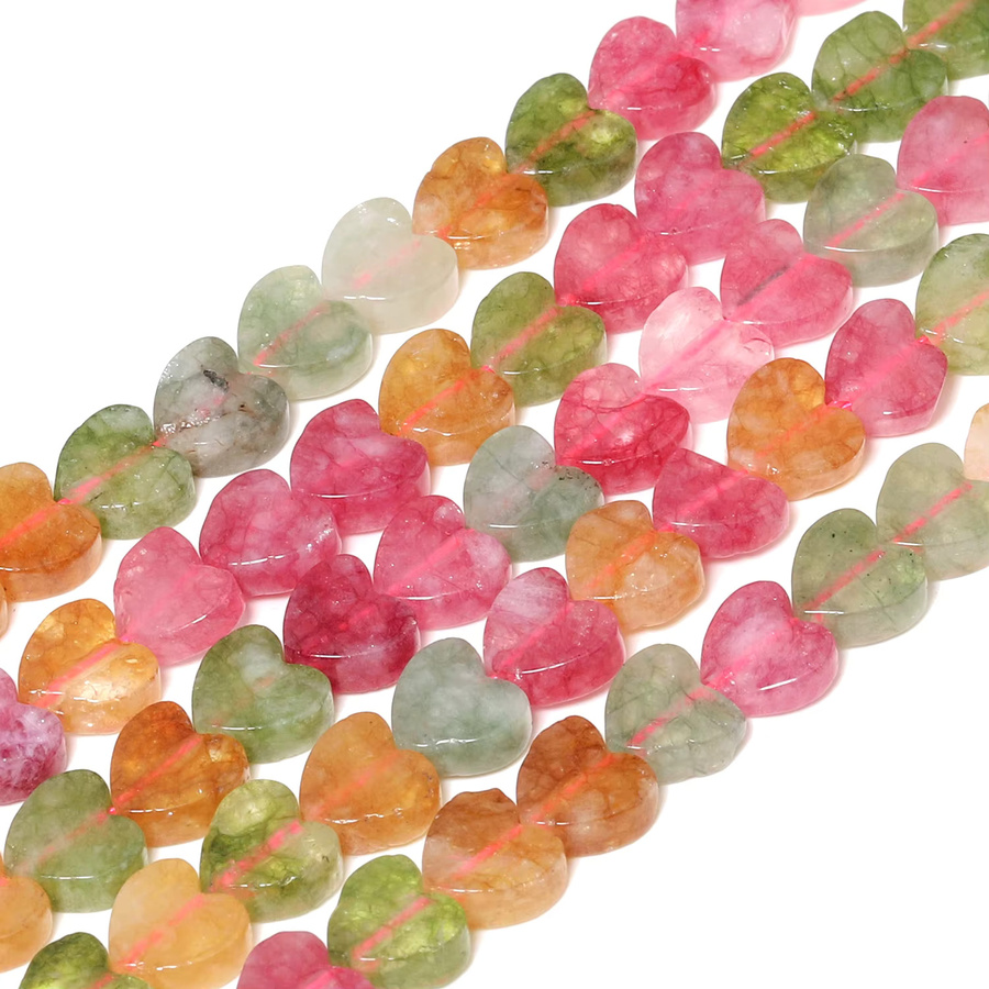 xilitata Turmalin-Perlen, bunt, herzförmig, 6 mm, 15'' - Bild 2