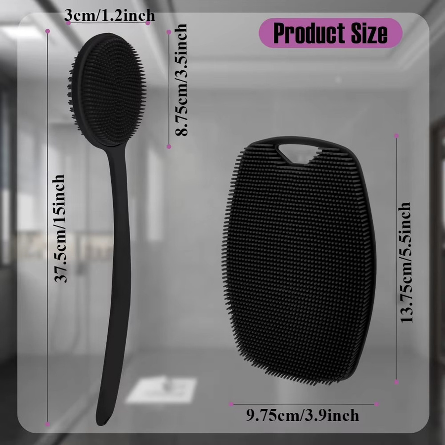 2er-Set Silikon Duschpinsel mit langem Griff, Körper Peeling, Unisex - Bild 5