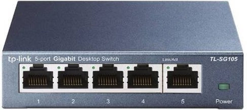 TP-Link TL-SG105 Netzwerk-Switch mit 5 GBit/s Ports, B: 99,8 mm, T: 98 mm, H: 25 mm, Silber/Grau - Bild 1