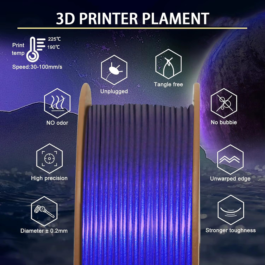 Filajoy3D Chameleon PLA Filament 1,75mm Multicolour Purple für FDM 3D-Drucker mit Farbwechsel durch Licht und Winkel - Bild 2