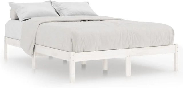 vidaXL Massivholzbett aus Kiefer in Weiß, Modernes Bettgestell B: 120 cm, T: 200 cm - Bild 1