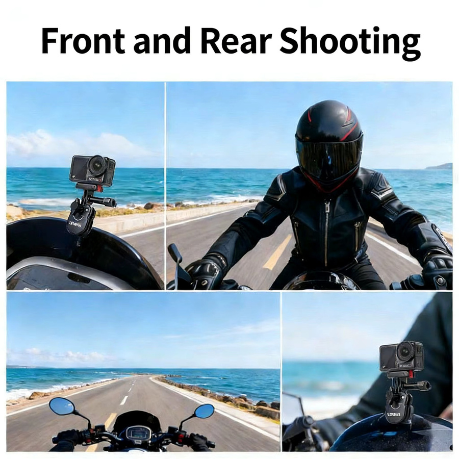 Motorrad-Windschutzscheibenhalterung aus Aluminiumlegierung in Schwarz für Insta360 X4, Ace Pro 2, DJI Action 5 PRO und GoPro 13/12 Action-Kameras - Bild 6