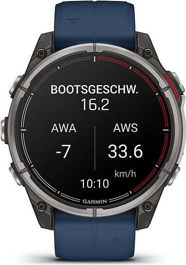 Garmin quatix 8 Sapphire Amoled Multisport GPS Smartwatch mit Silikonarmband in Schwarz und Blau - Bild 1