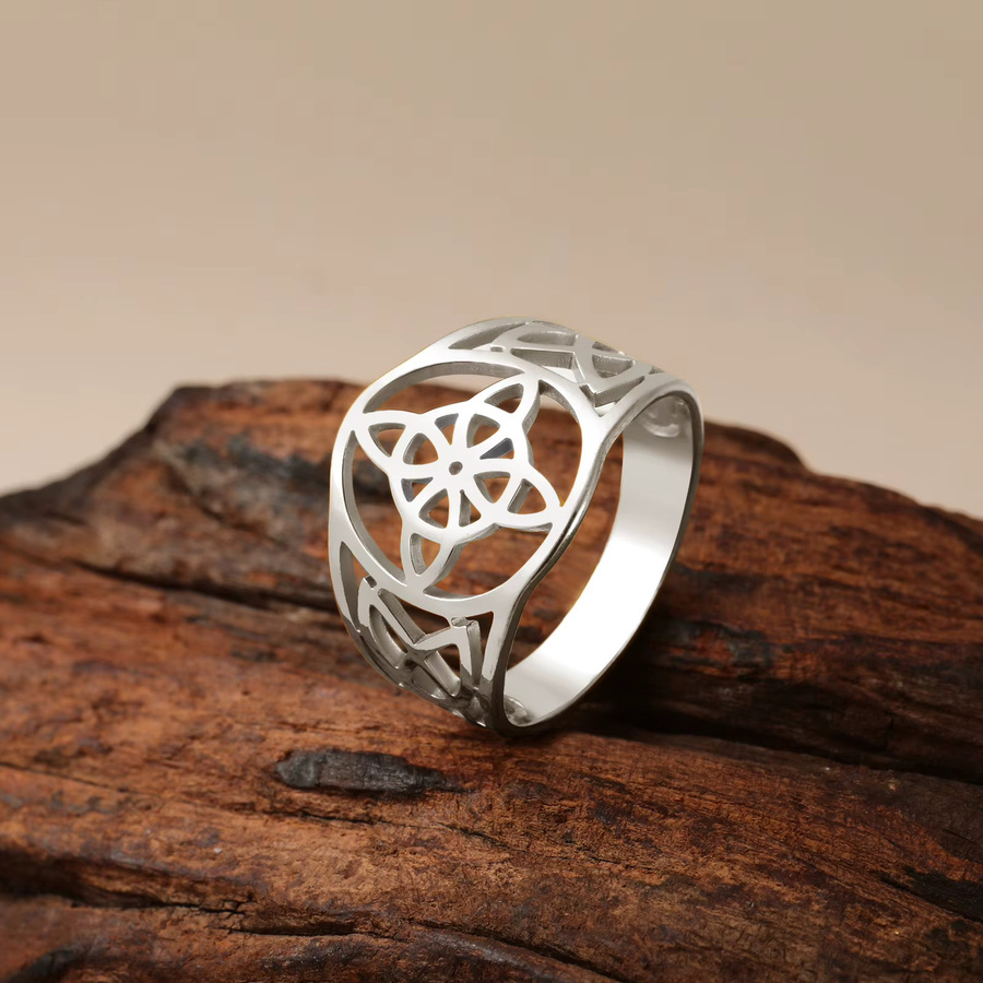 Skyrim Ring Edelstahl, Vintage, Silber, Damen und Herren - Bild 1