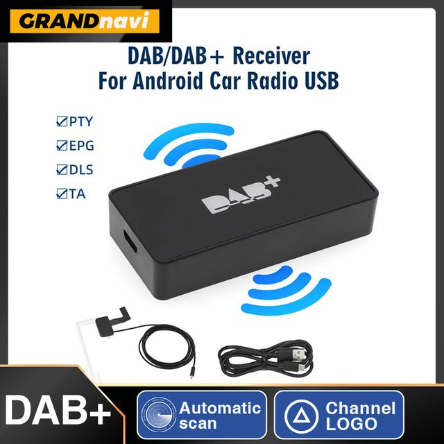 Grandnavi DAB+ Digital Radio Empfänger mit Antenne und USB-Schnittstelle für Android, Schwarz - Bild 1