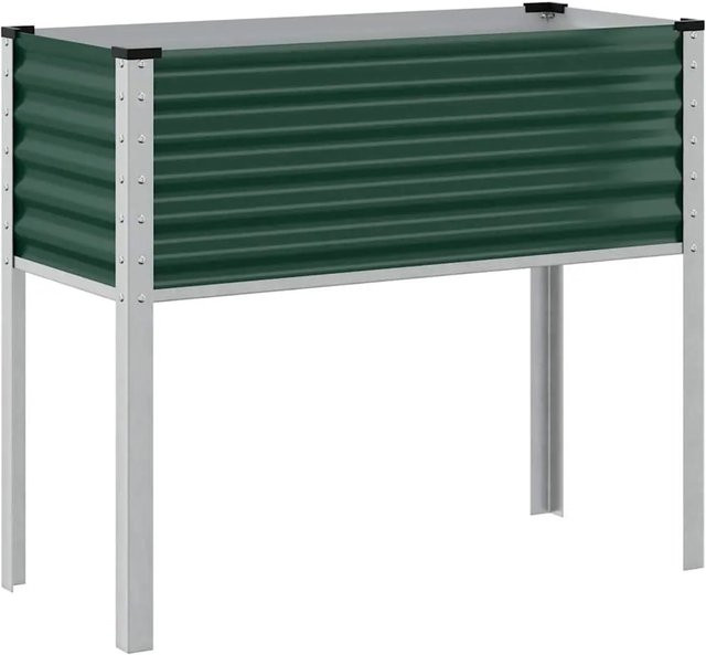 vidaXL Garten-Pflanzgefäß aus Stahl in Grün, B/T/H: 100 x 45 x 90 cm - Bild 1