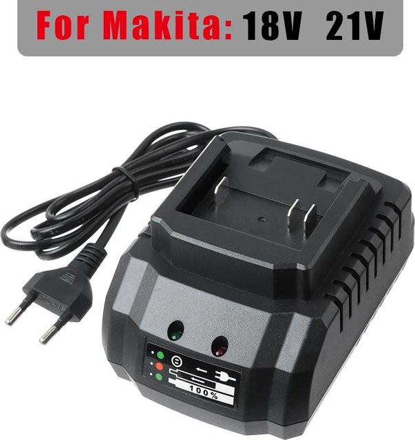 Batterieladegerät für Makita 18V und 21V Li-Ion Akkus, kompatibel mit BL1415, BL1420, BL1815, BL1830, BL1840, BL1860, Farbe: Schwarz - Bild 1