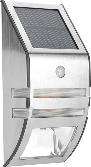 GoolRC Solarbetriebene LED Wandleuchte mit PIR-Bewegungsmelder in Silber und Reinweiß für Garten, Balkon und Außenbereich - Bild 1