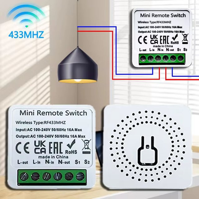 Szaoju RF 433 MHz Smart Switch Mini DIY Drahtlose Fernbedienung Lichtschalter 16A Relais Empfänger Automatisierungsmodul in Weiß - Bild 1