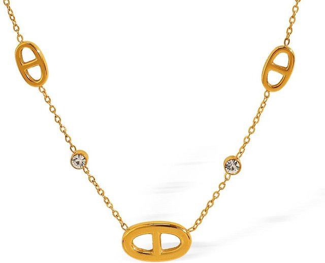 Lucky Star Jewelry Halskette, Edelstahl, Gold, Perle, Zirkonia, Damen - Bild 1