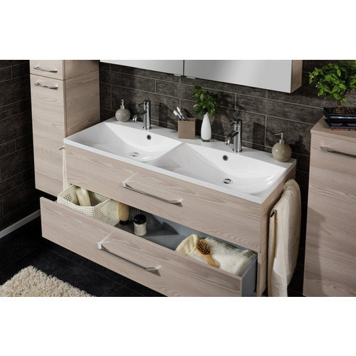 Fackelmann Badmöbel-Set B.clever Doppel-Waschtisch in Esche mit Gussmarmor und Softclose-System, B/H/T: 120 x 50,8 x 46 cm - Bild 2