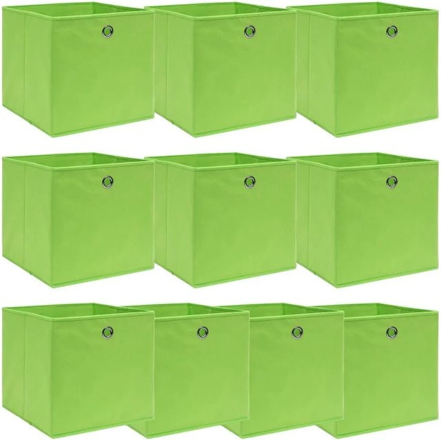 vidaXL Aufbewahrungsboxen aus Stoff, 10 Stück, Grün, B/T/H: 32 x 32 x 32 cm - Bild 1
