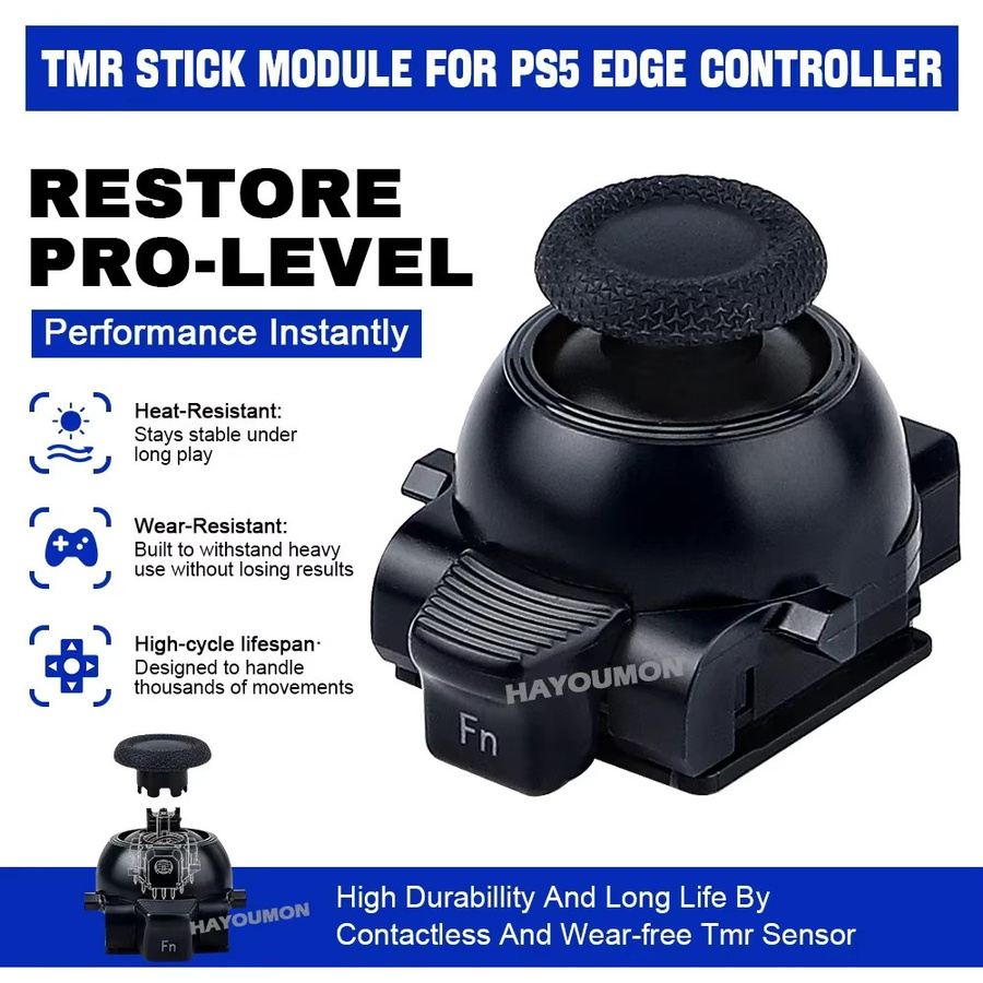 Ispoofer Analoger Joystick für PS5 Edge Controller, TMR Stick-Modul mit Anti-Drift 3D Technologie, Ersatz-Stick in Schwarz - Bild 2
