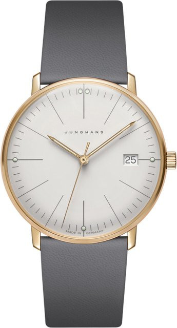 Junghans Max Bill Damenuhr, Quarz, Edelstahl, 33 mm, Leder, Silber - Bild 1