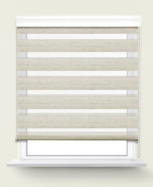 Pocoline Doppelrollo Easy-Fix Day-Night mit Blende in Beige, gestreift, Polyester-Gewebe, B: 45 cm, H: 160 cm - Bild 1