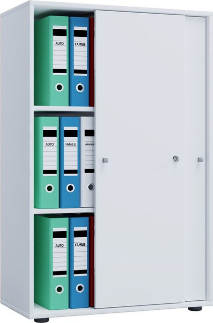VCM Büroschrank Lona XL in Weiß mit Schiebetüren und verstellbaren Fachböden, B/H/T: 70 x 110 x 37 cm - Bild 1