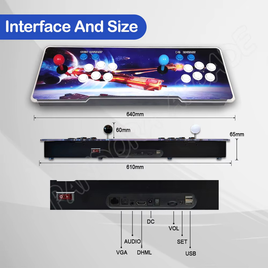 Pandora SAGA EX 3D WIFI Arcade Konsole mit 36800 in 1 Spielen und Multiplayer Joysticks für Retro Videospiele - Bild 4