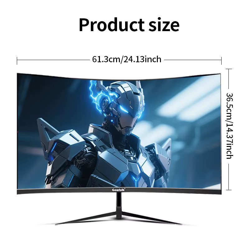 Gawfolk 27 Zoll gebogener Gaming-Monitor mit 180Hz und Full HD 1920x1080P Auflösung, 1800R Krümmung, Schwarz - Bild 2