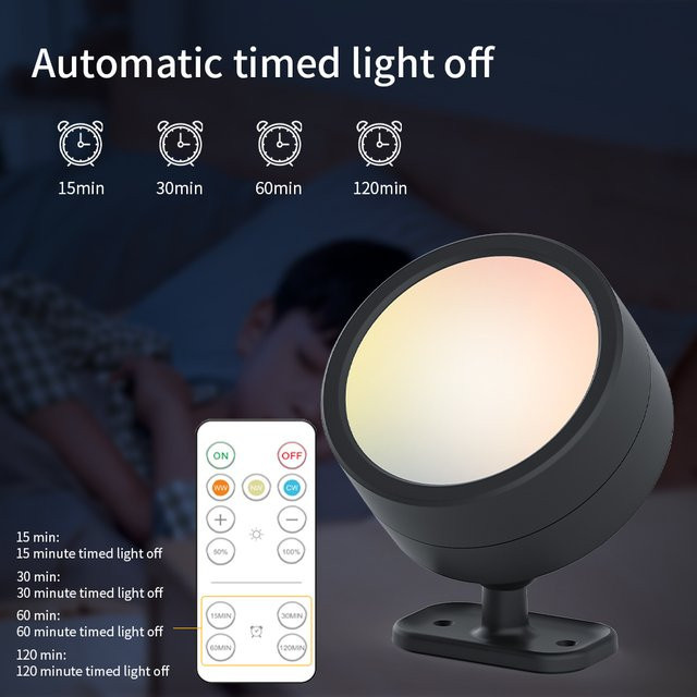 GGBEE Wiederaufladbarer LED-Strahler mit Fernbedienung, Kabellose RGB Wandleuchte in Multicolour, Dimmbares Magnetisches System mit 360 Grad Rotation für Schlafzimmer und Raumdekoration - Bild 1