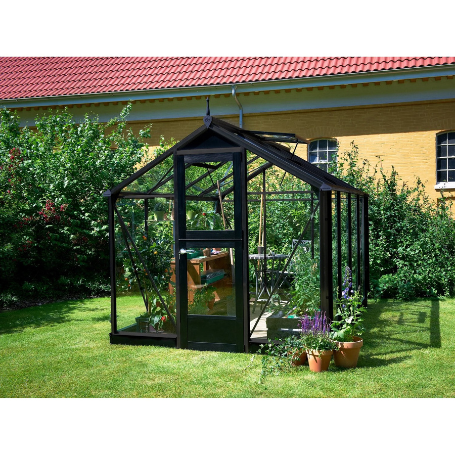 Juliana Gewächshaus Compact 6 in Anthrazit mit Sicherheitsglas und Satteldach - Bild 2