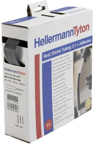 HellermannTyton Schrumpfschlauch mit Kleber Schwarz 19mm 6mm Schrumpfrate 3:1 HISA-18/6-POX-BK - Bild 1