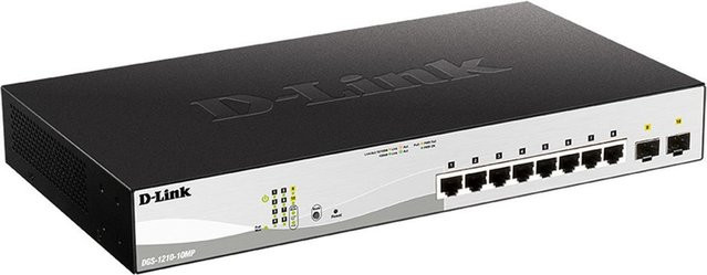 D-Link DGS-1210-10MP/E Smart Managed Gigabit PoE+ Switch mit 10 Ports (8x RJ45, 2x SFP) in Schwarz und Grau - Bild 2