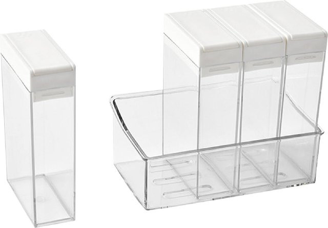 CosyHome Gewürzbox Set aus 4 Stück, transparent, luftdicht verschlossene Gewürzbehälter aus Kunststoff für Salz, Zucker und Gewürze - Bild 1