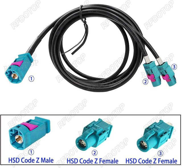 RFDOTOP HSD LVDS Y-Splitter Kabel Typ 1 auf 2, 4 Pin Code Z Stecker auf 2 Buchsen, Multicolor - Bild 1