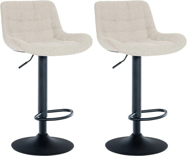 DELUKE 2er Set Barhocker CARAM in Creme, höhenverstellbare Barstühle mit Lehne und 360 Grad Drehsitz, B/T/H: 48 x 54 x 81 cm - Bild 1