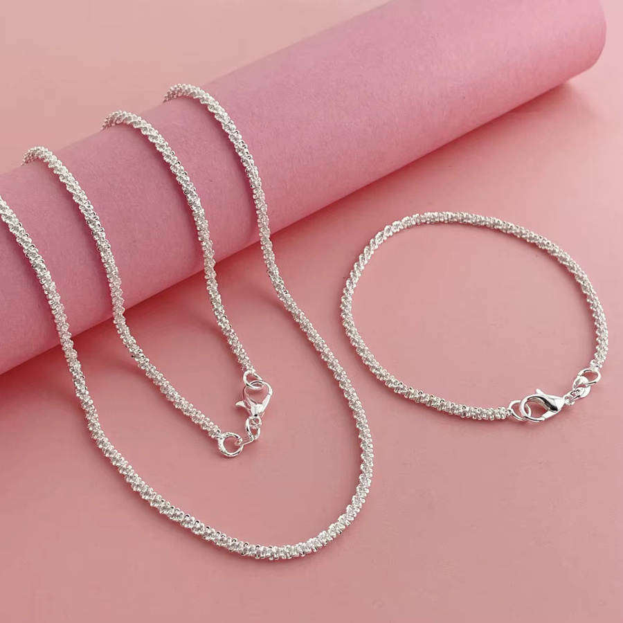 Halskette Set 925 Silber, 2 mm, Unisex - Bild 2