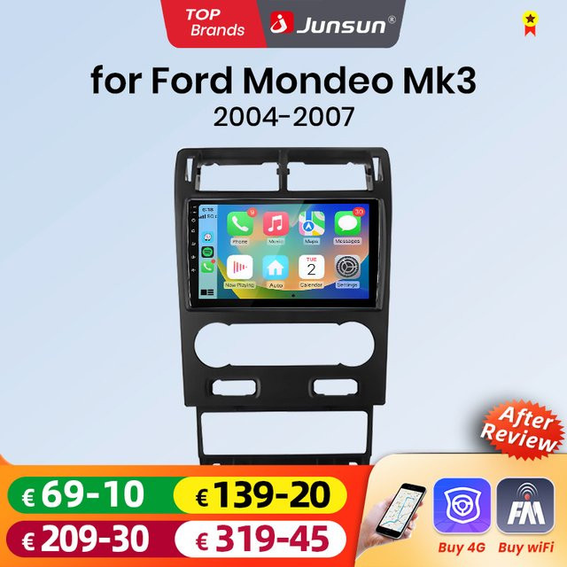 Junsun Android Auto Multimedia Radio für Ford Mondeo 3 mit kabellosem CarPlay, GPS und DSP in Schwarz - Bild 1