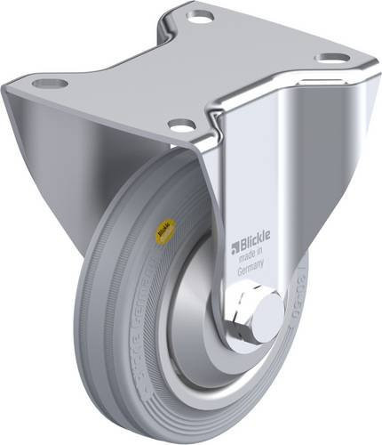 Blickle Bockrolle BK-RD 100R-1-VLI-FA aus verzinktem Stahl und Kunststoff in Silber/Grau mit 100 mm Rad-Durchmesser und 100 kg Tragfähigkeit - Bild 1