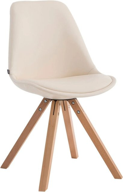 DELUKE Besucherstuhl TIRANA Konferenzstuhl und Bürostuhl aus Kunstleder in Creme, B/T/H: 47,5 x 55,5 x 83,5 cm - Bild 1